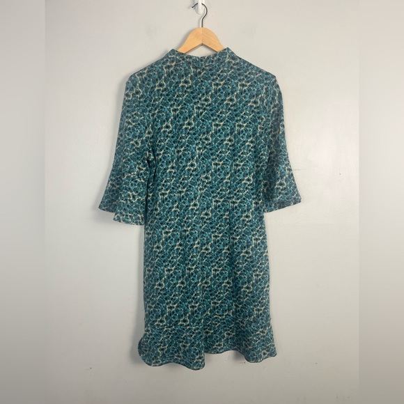 New Tyler Boe Mindy Jacquard Dress in turquoise blue crème size medium - Picture 9 of 11